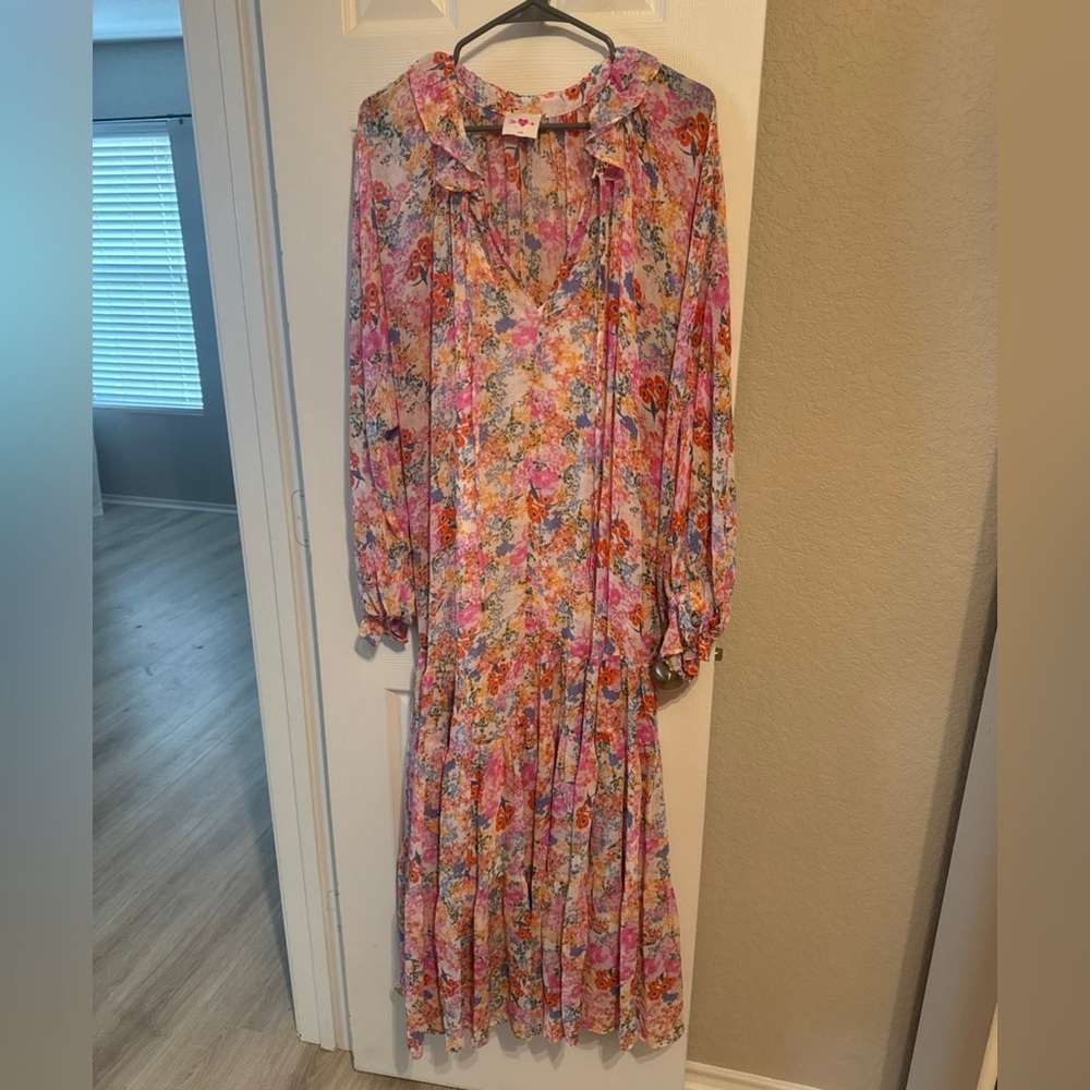 Buddy Love Greta Long Sleeve Maxi Dress Flower Patch